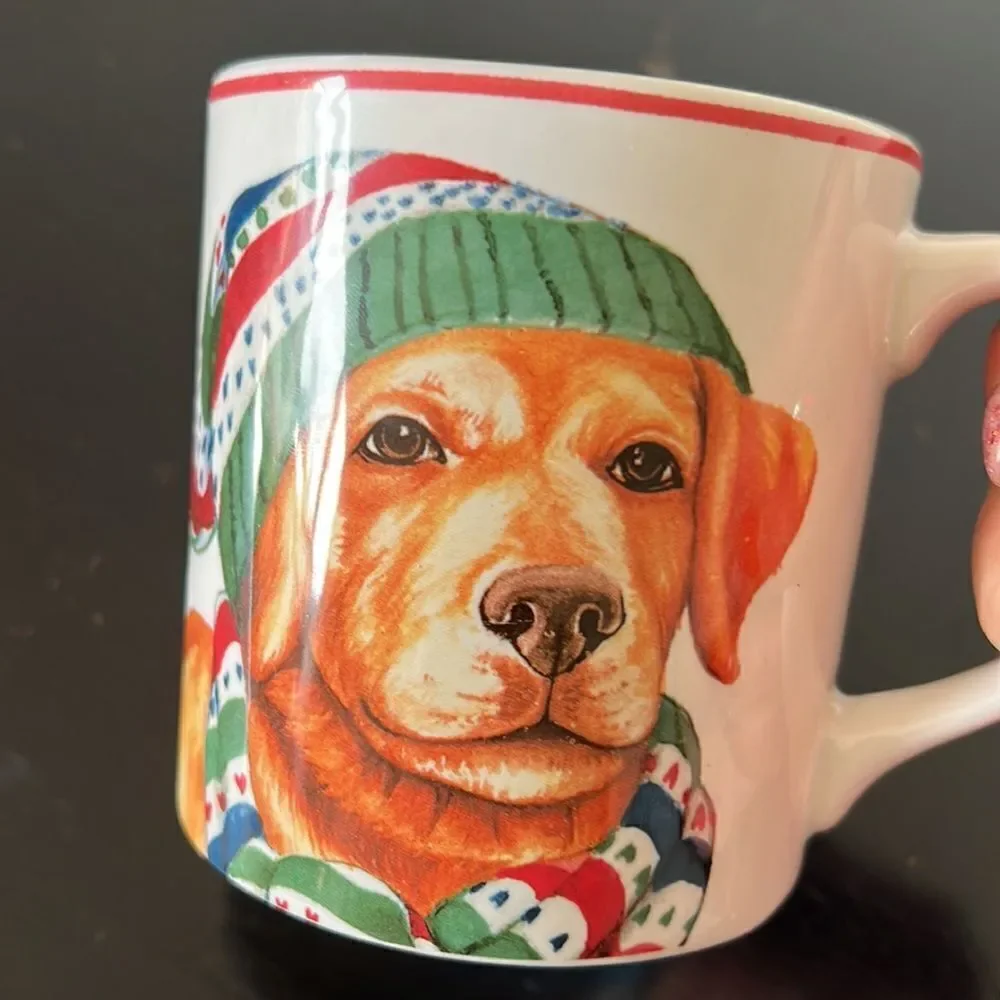 Williams Sonoma Winter Dog Lab Replacement Coffee Mug Tea Cup 8 oz